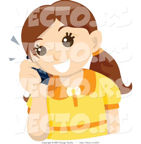 Vector Of Happy Girl Talking On Cell Phone By Bnp Design Studio 3027