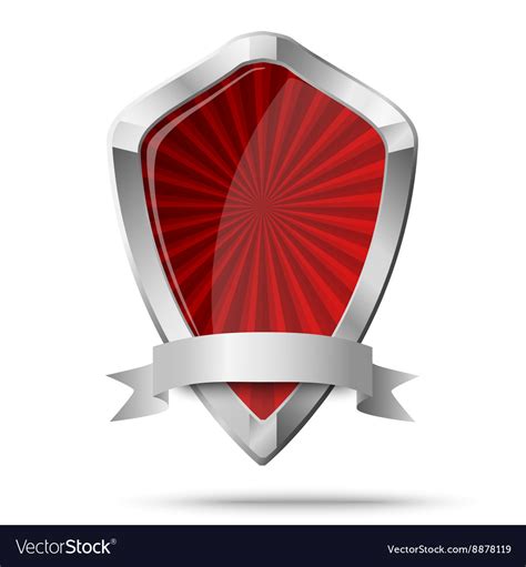 Glossy Shield Placed On White Royalty Free Vector Image
