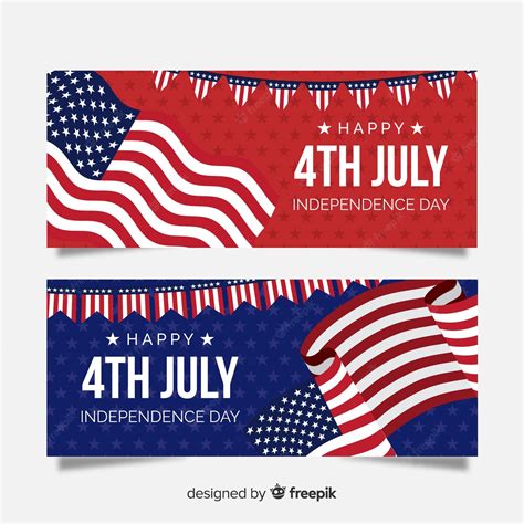 Free Vector Flat Independence Day Banners