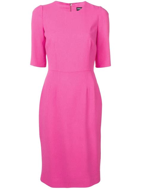 dolce and gabbana half sleeve jewel neck sheath dress in f0733 pink modesens ideias fashion