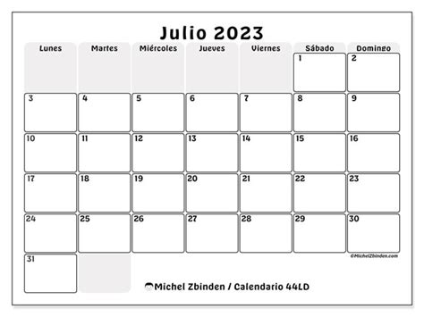 Calendario Julio De 2023 Para Imprimir “47ld” Michel Zbinden Pr