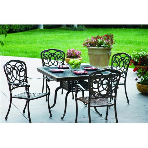 Darlee Florence 5 Piece Cast Aluminum Patio Dining Set With Granite Top
