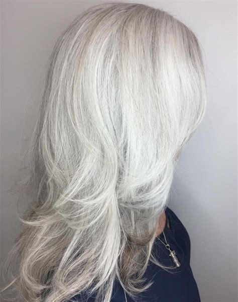 Long Layered Gray Hairstyle Long White Hair Long Gray Hair Grey