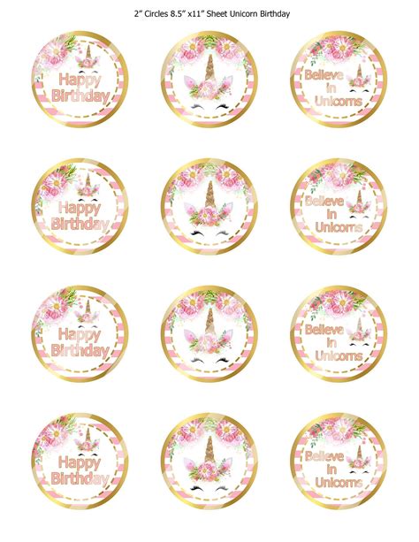 Toyandona happy anniversary cake topper rose gold golden glitter acrylic anniversary birthday cupcake topper for wedding birthday party decoration 6pcs 4.2 out of 5 stars 58 £7.99 £ 7. INSTANT DOWNLOAD/Unicorn Faces Happy Birthday /Pink,Gold ...