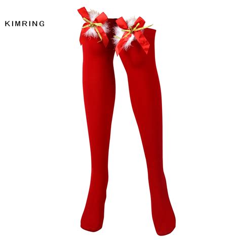Kimring Romantic Christmas Stockings Sexy Warm Thigh High Over The Knee Socks Long Nylon