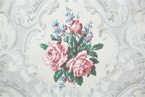1940s Vintage Wallpaper By The Yard Pink Cabbage Roses On Etsy