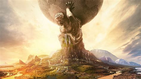 アートワーク 雲 Civilization VI 風景 彫像 ファンタジーアート アトラス神 川 ビデオゲーム HD