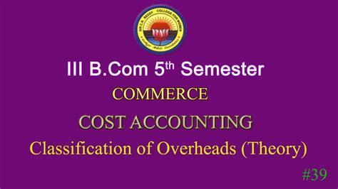 39 Iii Bcom 5th Sem Cost Accounting Unit 3 Classification Of