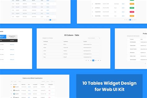 10 Tables Widget Design For Web Ui Kit Design Template Place