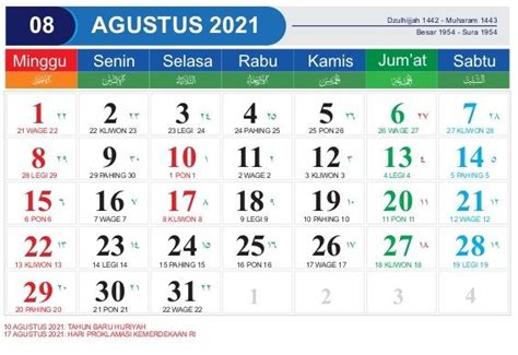 Download Kalender Nasional Dan Jawa 2021 Kalender Indonesia Tahun
