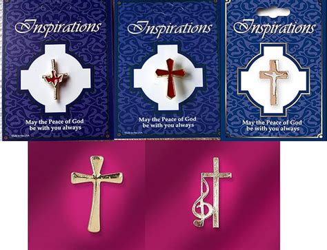 Christian Lapel Pin Badges Gold Colour Cross Set Of 5 Different
