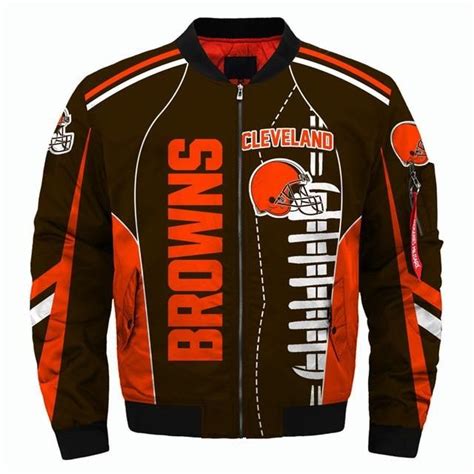 Nfl Team Logo Mens Zippered Quilted Jacket Browns M Professional