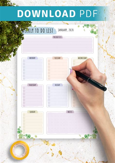 Download Printable Weekly To Do List - Floral Style PDF