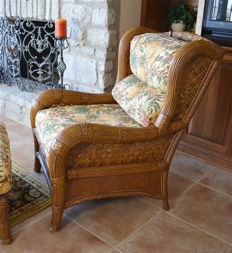 Showing results for indoor wicker rattan chairs. Indoor Natural Wicker Wing Chair and Ottoman by Lane ...