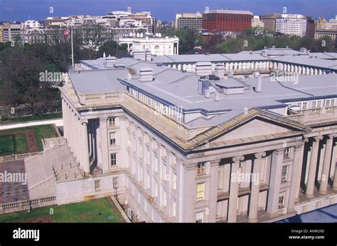 United States Department Of Treasury Building With The White House In
