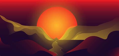 Sunset Mountain Landscape Design 1308695 Vector Art At Vecteezy