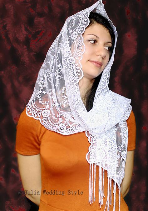 Catholic Head Covering Lace Mantilla Veil For Mass White Lace Etsy