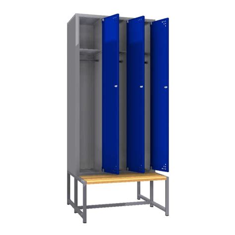 Double Steel Clothes Locker With A Bench