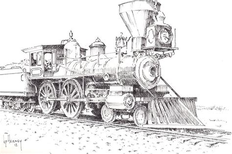 Steam Locomotive Drawing By Kevin Heaney