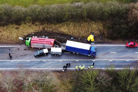 Man And Woman Killed In Horror Crash After Lorry Crashed Into Two Cars