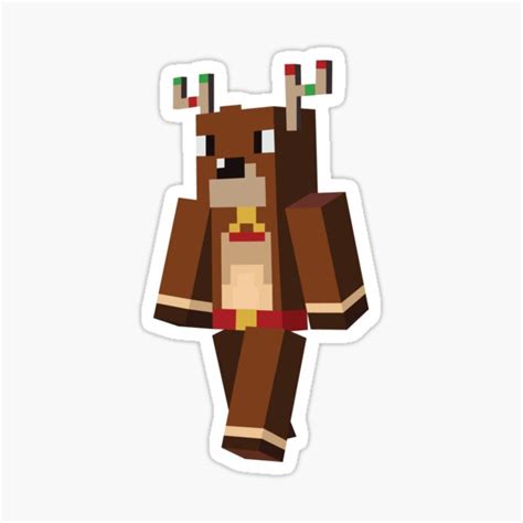 Christmas Minecraft Reindeer Sticker For Sale By Sabinako Redbubble