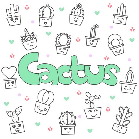 Hand drawn doodle cute cactus set 628270 - Download Free Vectors 