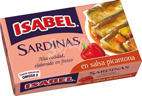 isabel sardinas en salsa picantona con guindilla lata 81 g peso neto escurrido