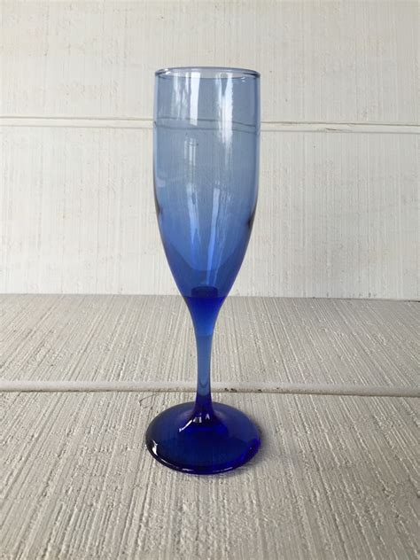 Vintage Blue Fluted Champagne Glasses Vintage Cobalt Blue