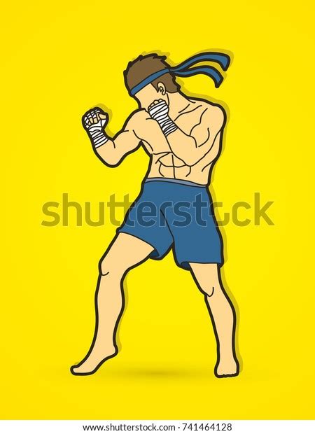 Muay Thai Thai Boxing Standing Graphic Stock Vector Royalty Free