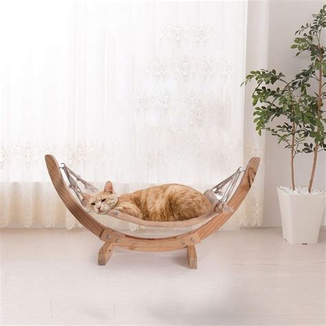 Seven, fold every of the bands in two, make a loop. Free Standing Cat Hammock Bed - Charminique | Cat hammock, Wood cat, Cat bed