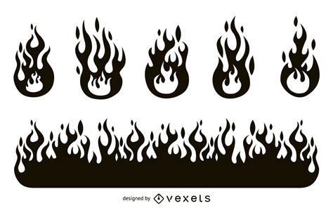 Fire Flame Silhouette Set Vector Download
