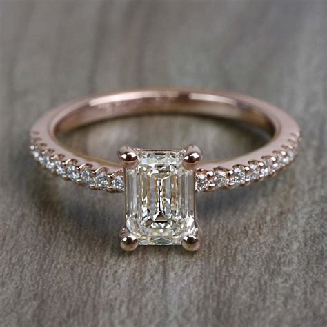 Rose Gold Emerald Cut Engagement Ring