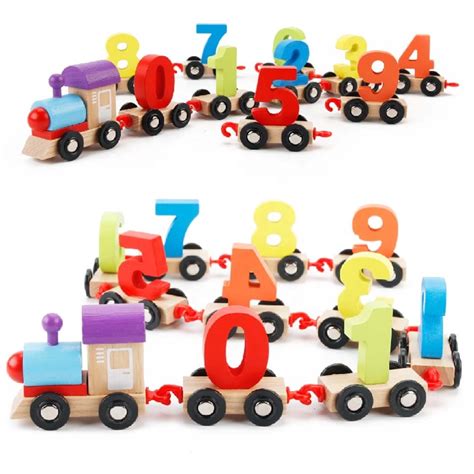 Babies Desirable Attractive Number Different Color Train Set Wooden Toy