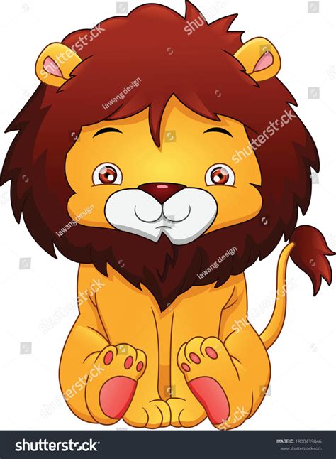 Cute Baby Lion Cartoon On White Stock Vector Royalty Free 1800439846