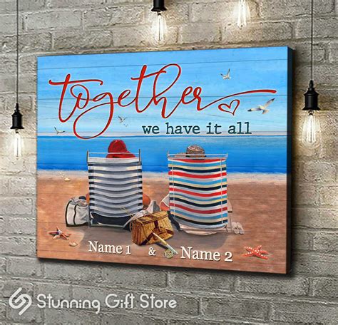 Custom Name Wall Art Beach Canvas Print For Couple Together We Have It