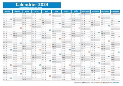 Semaine Paire Semaine Impaire Calendrier 2024 2025