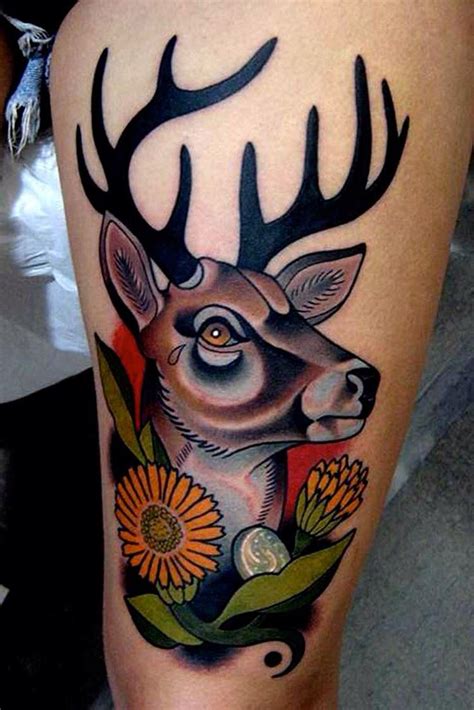 Traditional Deer Tattoo Deer Tattoo Designs Deer Tattoo Deer Head
