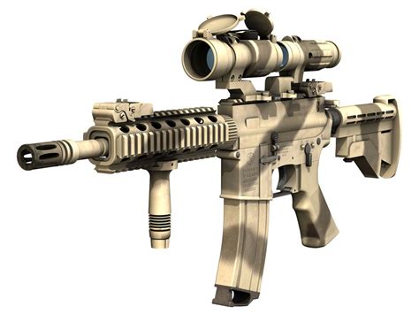 Colt M4a1 Sopmod Aimpoint Desert Camo 3d Model In Assault Rifles 3dexport