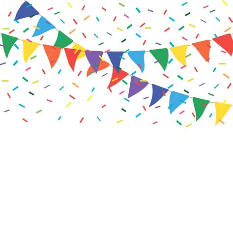 Premium Vector Colorful Party Flags With Confetti Celebrate Flags