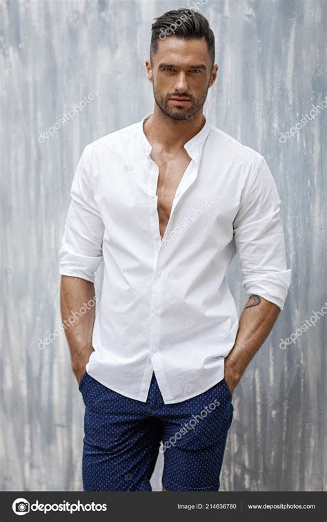 Portrait Handsome Man White Shirt Stock Photo By ©kiuikson 214636780