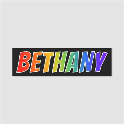 First Name Bethany Fun Rainbow Coloring Name Tag Zazzle