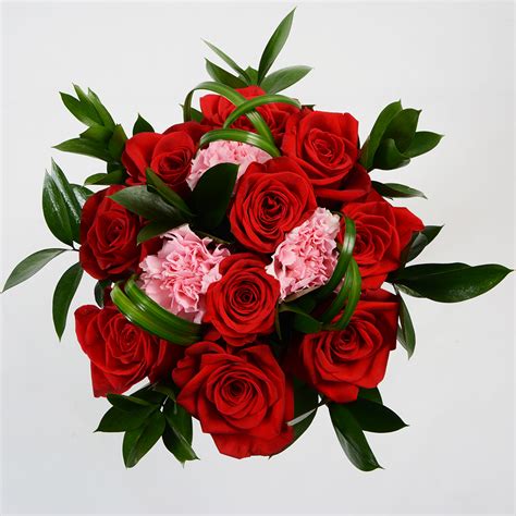 Ten Red Roses And Carnations Multiflora