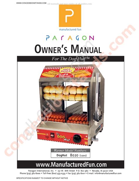 Paragon Doghut 8020 Owners Manual Pdf Download Manualslib