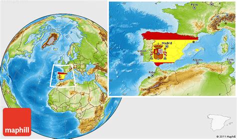 Flag Location Map Of Spain Physical Outside