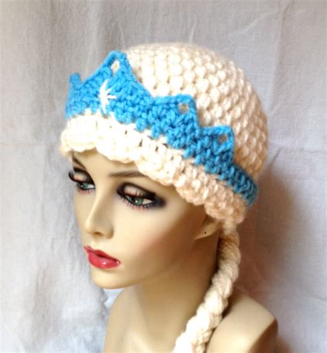 Winter Snow Frozen Elsa Crochet Hat Girl Beanie Braids Cream Etsy