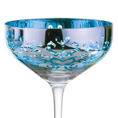 set of 2 filigree champagne saucers blue the drh collection