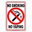 No Smoking Vaping Tobacco Restriction Caution Warning Notice 
