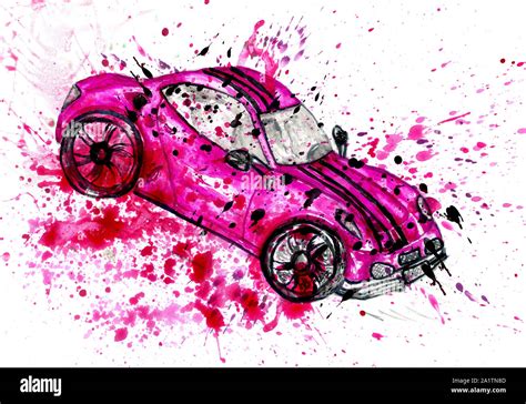 Watercolor Sport Car Sketch Hand Painted Illustration Stock Photo Alamy