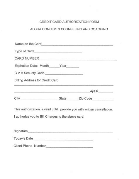 info  credit card authorization form