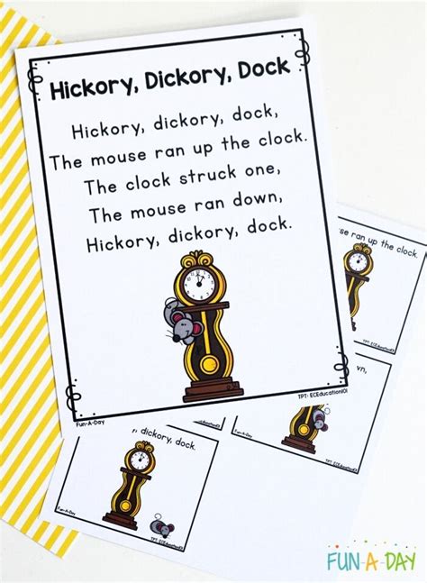 Free Hickory Dickory Dock Printable Sequencing Cards Fun A Day